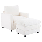 Fauteuil surdimensionné en velours côtelé Clara avec ottoman