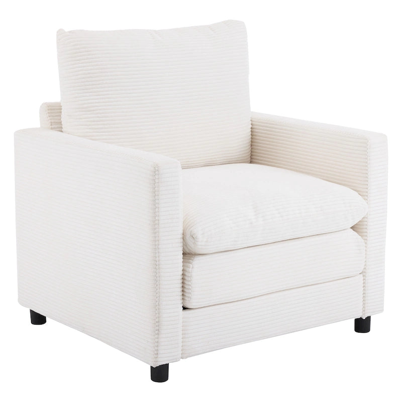 Fauteuil surdimensionné en velours côtelé Clara avec ottoman