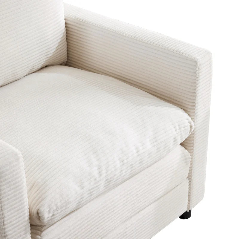 Fauteuil surdimensionné en velours côtelé Clara avec ottoman