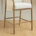 Tabouret de bar Lynn hauteur comptoir avec accoudoirs tressés en bois - Lot de 2