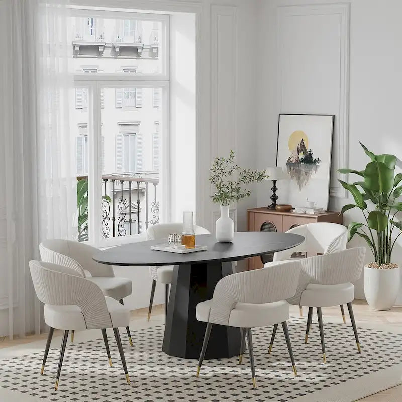 Dovelina 67 Table de salle à manger ovale pour 6 personnes, 3 options de couleur - 67x33.5x31