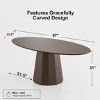 Dovelina 67 Table de salle à manger ovale pour 6 personnes, 3 options de couleur - 67x33.5x31