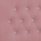 Cadre de lit capitonné Queen Size avec boutons en cristal, tête de lit à oreilles et rangement sous le lit, Rose