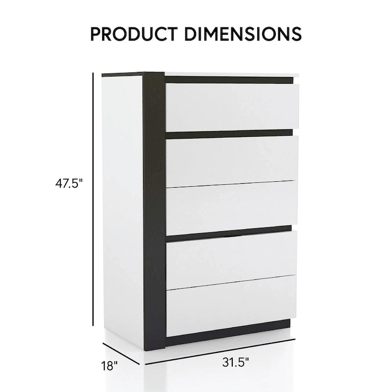 Ensemble de chambre Conjira moderne 3 pièces avec rangement en bois blanc