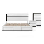 Ensemble de chambre Conjira moderne 3 pièces avec rangement en bois blanc