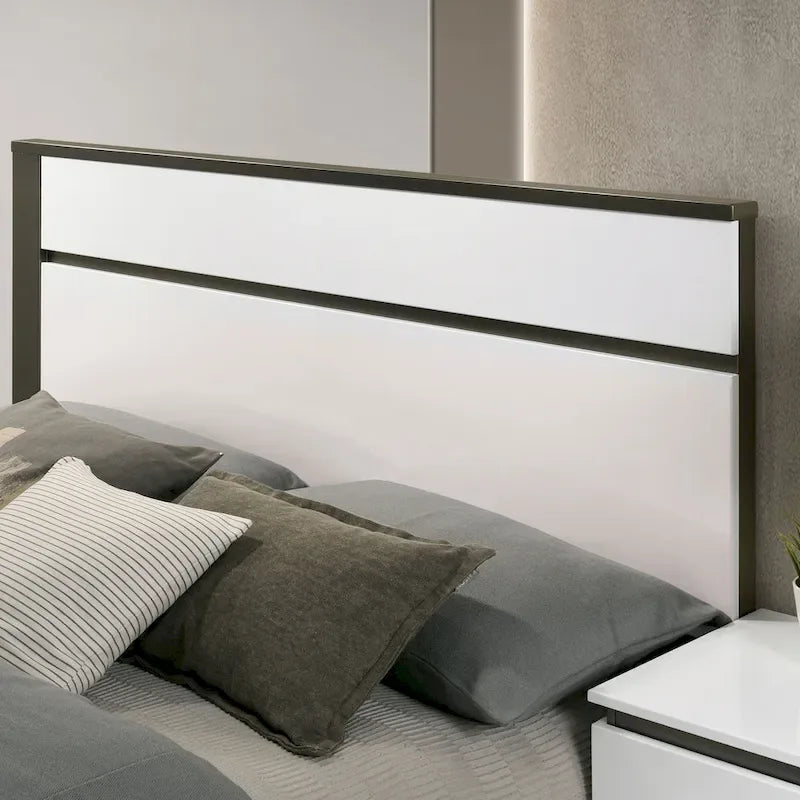 Ensemble de chambre Conjira moderne 3 pièces avec rangement en bois blanc