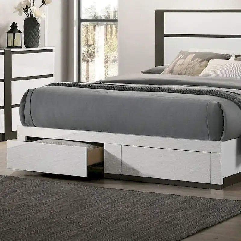 Ensemble de chambre Conjira moderne 3 pièces avec rangement en bois blanc
