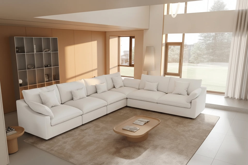 Large Linen Corner Sectional Sofa Couch for Living Room Set