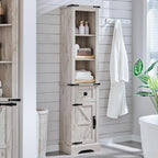 Meuble de Rangement Salle de Bain Slim de Style Ferme, Armoire de Rangement Haute de 68