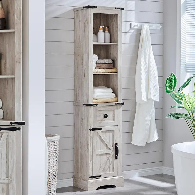 Farmhouse Slim Bathroom Storage Cabinet, 68 Tall Storage Cabinet