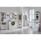 Meuble de Rangement Salle de Bain Slim de Style Ferme, Armoire de Rangement Haute de 68