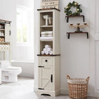 Meuble de Rangement Salle de Bain Slim de Style Ferme, Armoire de Rangement Haute de 68