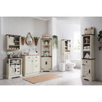 Meuble de Rangement Salle de Bain Slim de Style Ferme, Armoire de Rangement Haute de 68