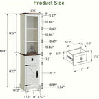 Meuble de Rangement Salle de Bain Slim de Style Ferme, Armoire de Rangement Haute de 68