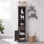 Meuble de Rangement Salle de Bain Slim de Style Ferme, Armoire de Rangement Haute de 68