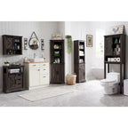 Meuble de Rangement Salle de Bain Slim de Style Ferme, Armoire de Rangement Haute de 68