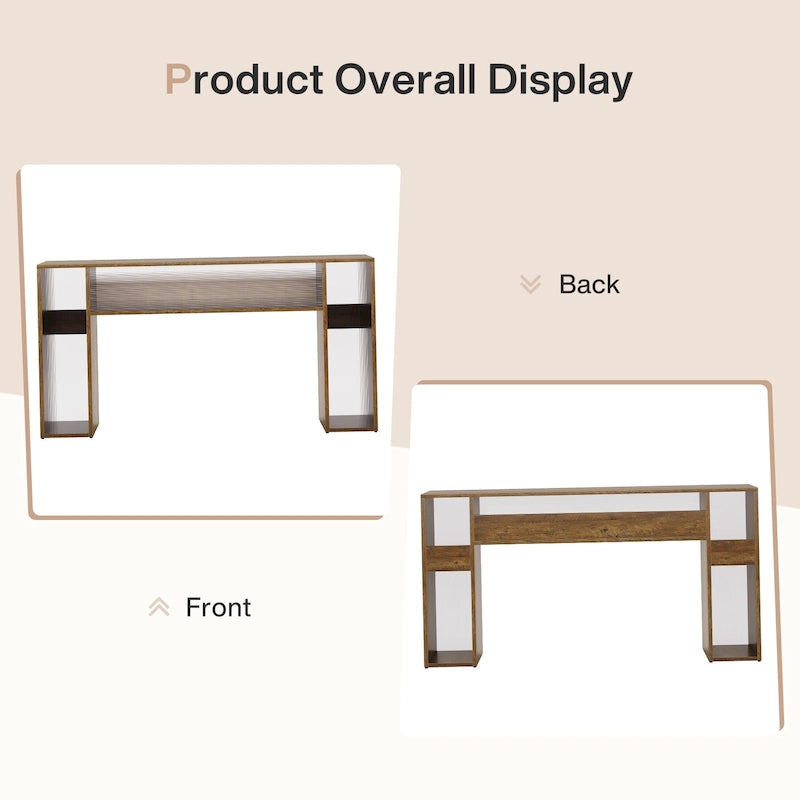 Console de canapé de ferme de 63 pouces avec lumières LED pour entrée - 62,99 L x 11,81 P x 33,07 H
