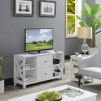 Meuble TV Oxford Deluxe à 2 tiroirs avec étagères pour téléviseurs jusqu'à 55 pouces