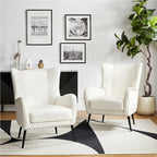 Fauteuil rembourré en bois Invidiae avec pieds en métal, lot de 2