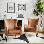 Invidiae Wooden Upholstered Armchair with Metal Legs Set of 2