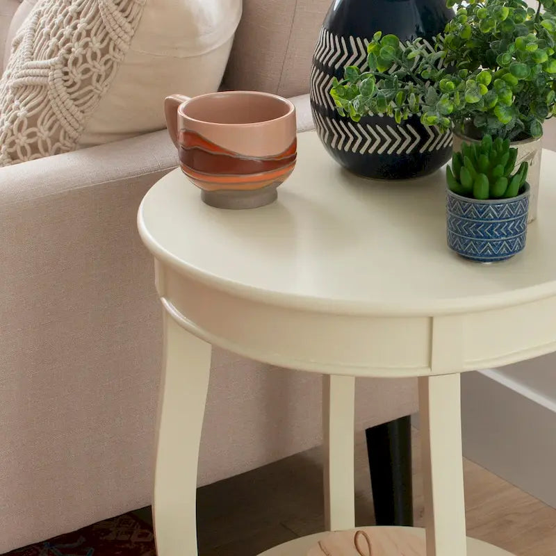 Table ronde Pénélope avec étagère