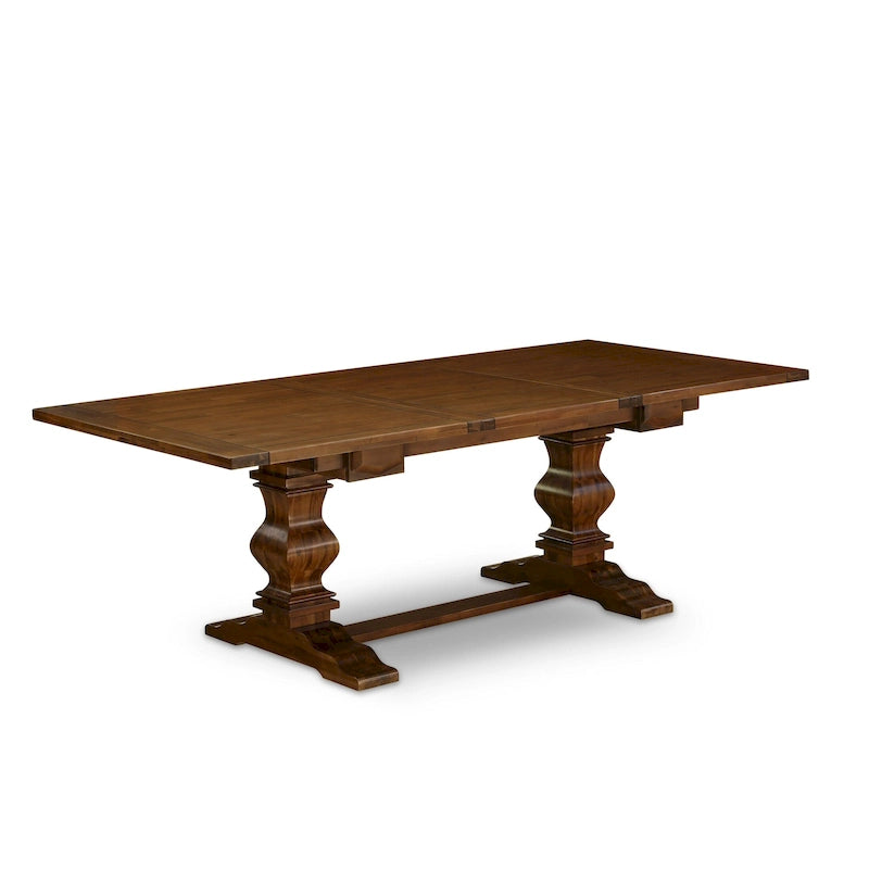 Ensemble table à manger avec table en bois et chaises en tissu de lin beige clair