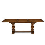 Ensemble table à manger avec table en bois et chaises en tissu de lin beige clair