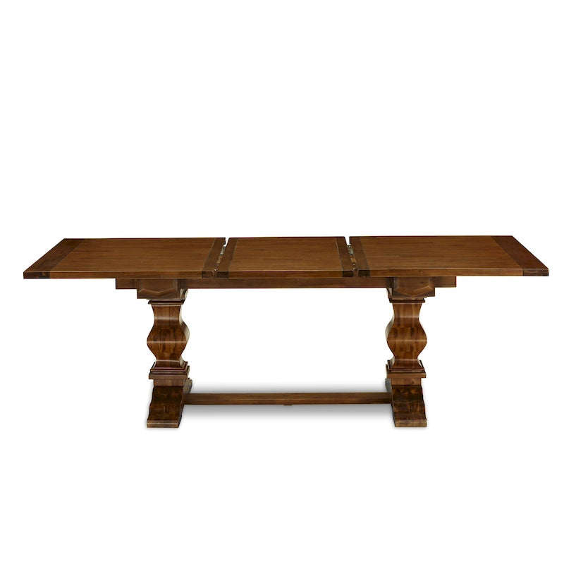 Ensemble table à manger avec table en bois et chaises en tissu de lin beige clair