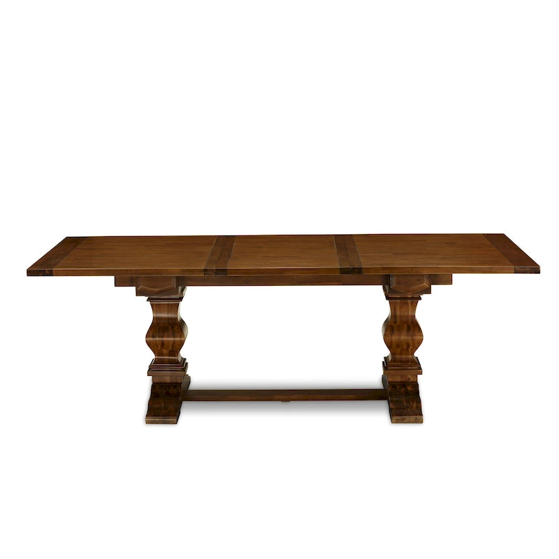 Ensemble table à manger avec table en bois et chaises en tissu de lin beige clair