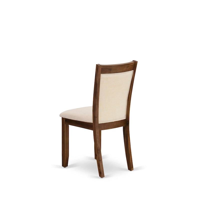Ensemble table à manger avec table en bois et chaises en tissu de lin beige clair