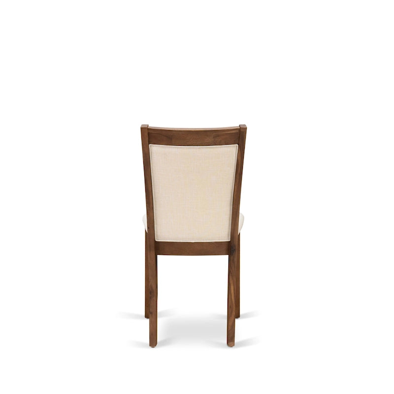 Ensemble table à manger avec table en bois et chaises en tissu de lin beige clair