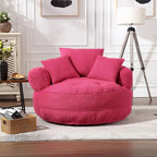 Fauteuil de salon cylindrique rembourré en tissu bouclé avec oreillers décoratifs