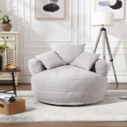 Fauteuil de salon cylindrique rembourré en tissu bouclé avec oreillers décoratifs
