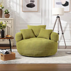 Fauteuil de salon cylindrique rembourré en tissu bouclé avec oreillers décoratifs