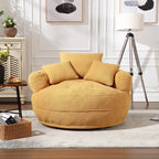 Fauteuil de salon cylindrique rembourré en tissu bouclé avec oreillers décoratifs