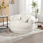 Fauteuil de salon cylindrique rembourré en tissu bouclé avec oreillers décoratifs