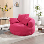 Fauteuil de salon cylindrique rembourré en tissu bouclé avec oreillers décoratifs