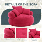 Fauteuil de salon cylindrique rembourré en tissu bouclé avec oreillers décoratifs