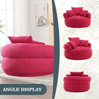 Fauteuil de salon cylindrique rembourré en tissu bouclé avec oreillers décoratifs