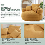 Fauteuil de salon cylindrique rembourré en tissu bouclé avec oreillers décoratifs