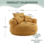 Fauteuil de salon cylindrique rembourré en tissu bouclé avec oreillers décoratifs