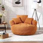 Fauteuil de salon cylindrique rembourré en tissu bouclé avec oreillers décoratifs