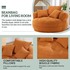 Fauteuil de salon cylindrique rembourré en tissu bouclé avec oreillers décoratifs