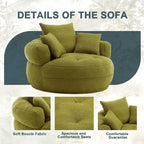 Fauteuil de salon cylindrique rembourré en tissu bouclé avec oreillers décoratifs