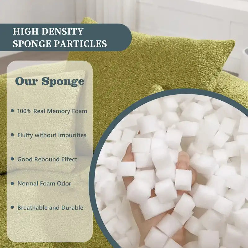 Fauteuil de salon cylindrique rembourré en tissu bouclé avec oreillers décoratifs