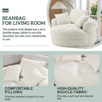 Fauteuil de salon cylindrique rembourré en tissu bouclé avec oreillers décoratifs