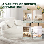 Fauteuil de salon cylindrique rembourré en tissu bouclé avec oreillers décoratifs