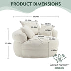 Fauteuil de salon cylindrique rembourré en tissu bouclé avec oreillers décoratifs