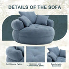 Fauteuil de salon cylindrique rembourré en tissu bouclé avec oreillers décoratifs