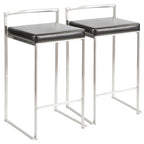 Tabouret de comptoir Forrest en acier inoxydable empilable et entièrement soudé (lot de 2)